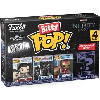 Funko Bitty Pop! Marvel - Loki, Black Panther, Iron Man, Mystery Pop! 4pk