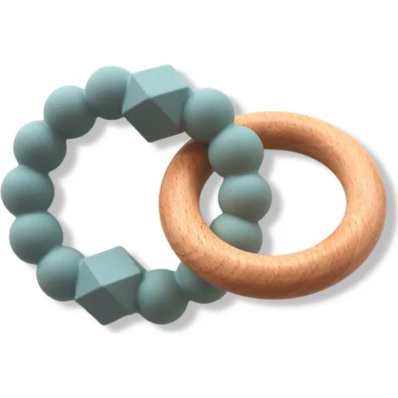 Jellystone Designs Moon Bidering i Træ og Silikone - Sage