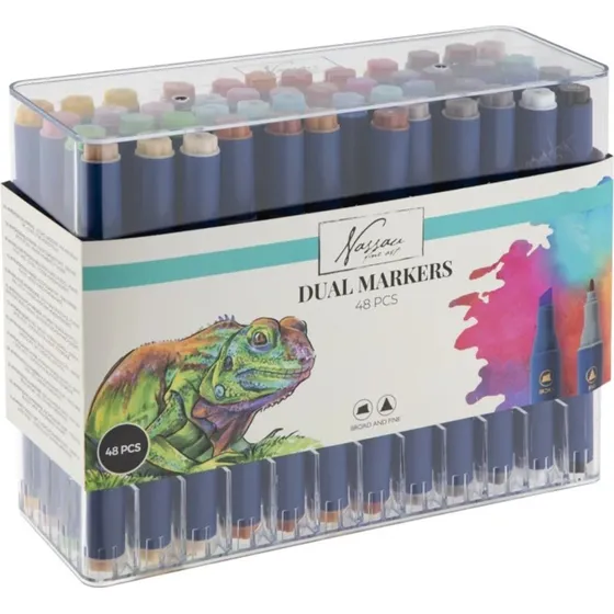 Nassau Dual Markers 48 Farver – Dobbeltsidet Blyant 24-pak