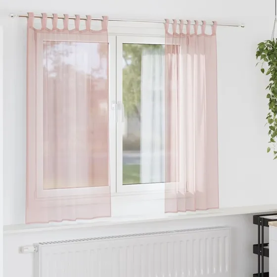 vidaXL Voile-gardiner med løkker 2 stk. lyserød 140x175 cm
