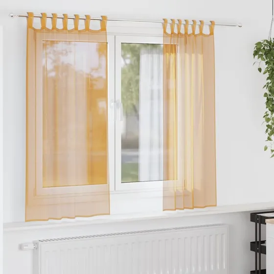 vidaXL Voile-gardiner med løkker 2 stk. 140x175 cm orange
