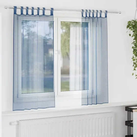 vidaXL Voile-gardiner med løkker 2 stk. 140x175 cm kongeblå
