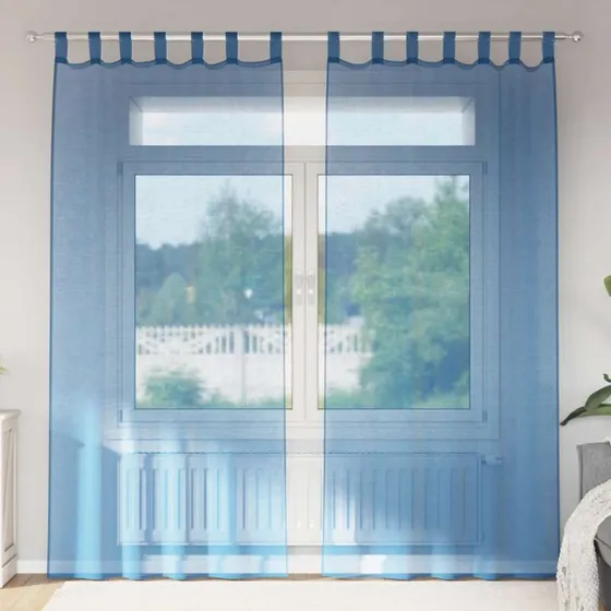 vidaXL Voile-gardiner med løkker 2 stk. 140x225 cm kongeblå