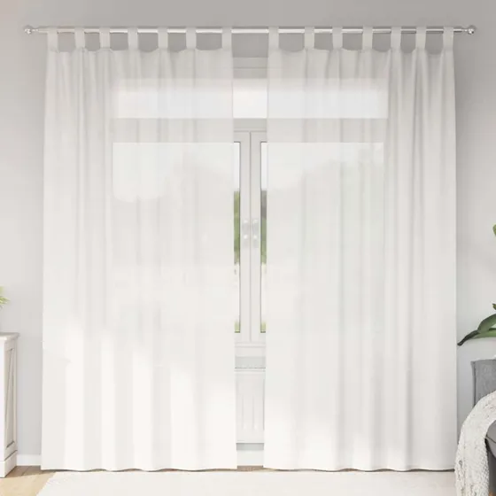 vidaXL Voile-Gardiner med Løkker 2 stk. 140x225 cm Hvid