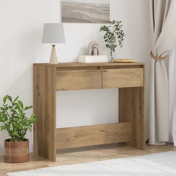 vidaXL Konsolbord 89x41x76,5 cm Hvidt Konstrueret Træ