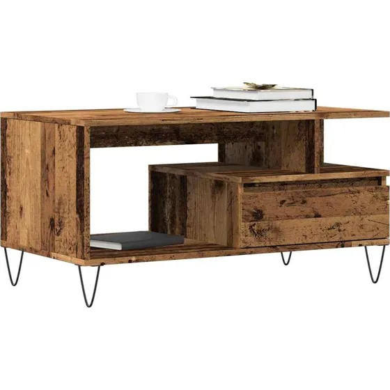 vidaXL sofabord 90x49x45 cm konstrueret træ antikt trælook