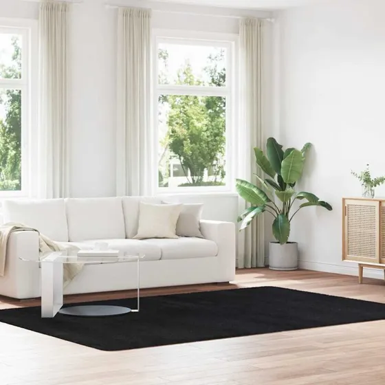 vidaXL Navarra Shaggy Gulvtæppe 200x290 cm Sort
