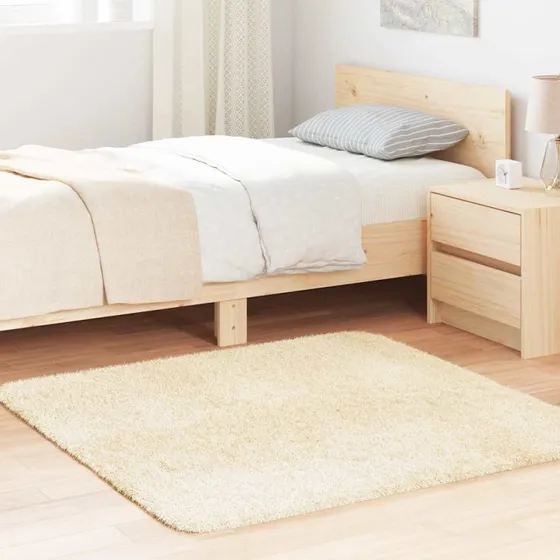 vidaXL Shaggy Gulvtæppe Navarra 120x120 cm Creme