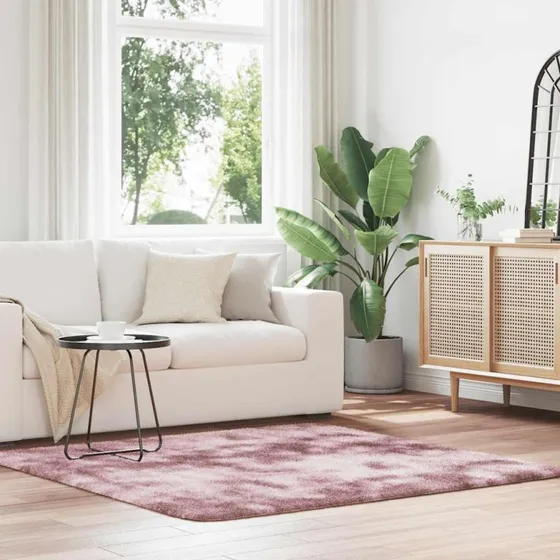 vidaXL Shaggy Gulvtæppe Navarra 160x160 cm Støvet Rosa