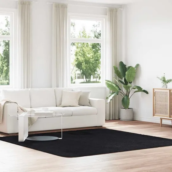 vidaXL Navarra Shaggy Gulvtæppe 240x240 cm Sort
