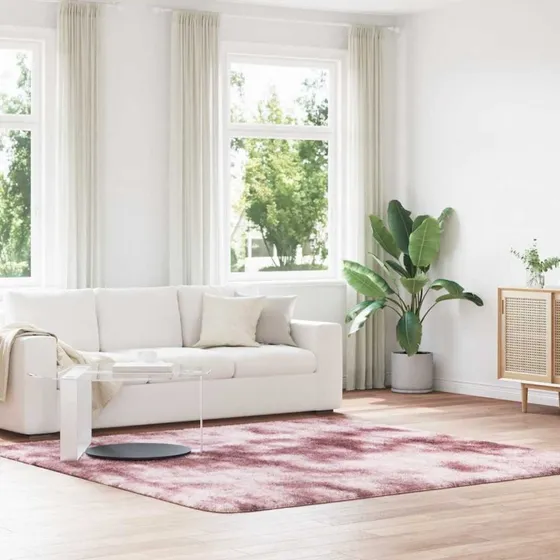 vidaXL Navarra Shaggy Gulvtæppe 240x240 cm Støvet Rosa