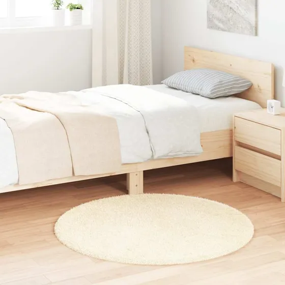 vidaXL Shaggy Gulvtæppe Navarra 100x100 cm Creme, Høje Luv