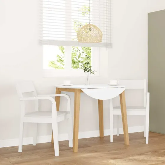 vidaXL Spisebordsstole 2 stk. massivt gummitræ hvid