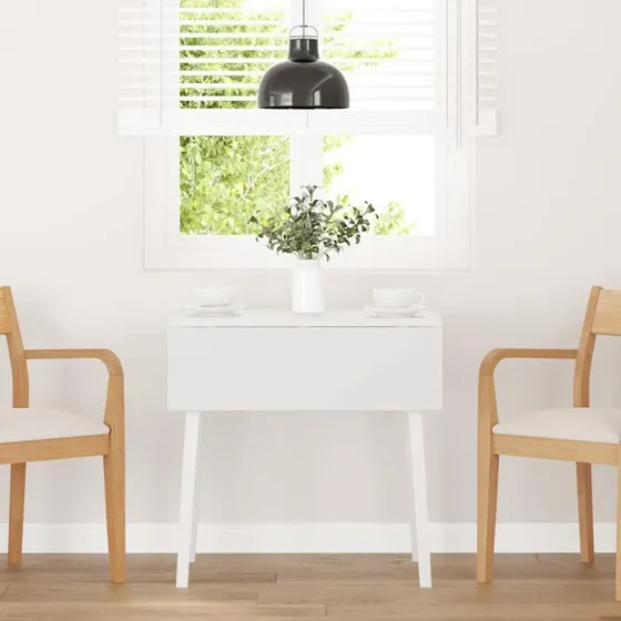 vidaXL Spisebord Massivt Gummitræ Hvid