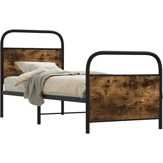 vidaXL Sengeramme 80x200 cm røget eg med metalramme