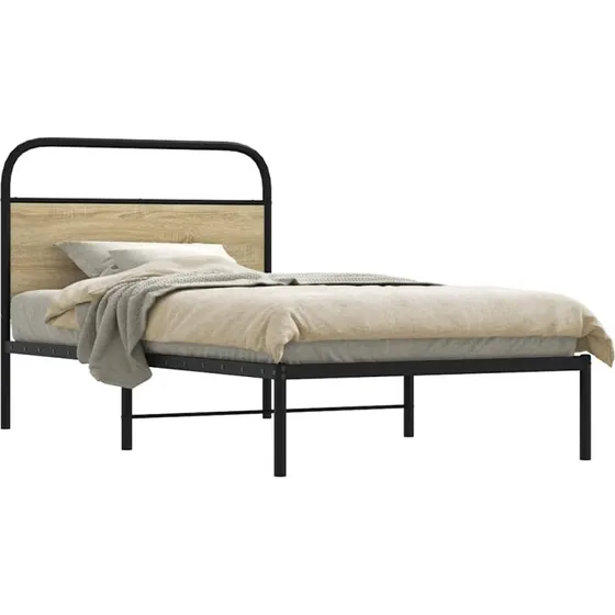 vidaXL Sengeramme 90x190 cm Metal Sonoma-Eg uden Madras