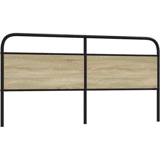 vidaXL Sengegavl 180 cm Stål & Konstrueret Træ Sonoma-Eg