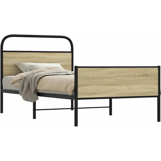 vidaXL Sengeramme 90x190 cm Metal Sonoma-Eg uden madras