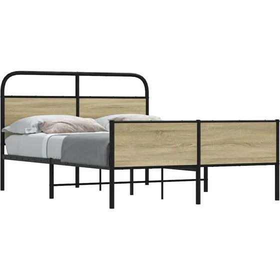 vidaXL Sengeramme 120x200 cm Metal Sonoma-Eg uden madras