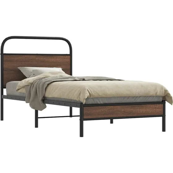 vidaXL Sengeramme 90x190 cm Metal Brun Eg uden Madras