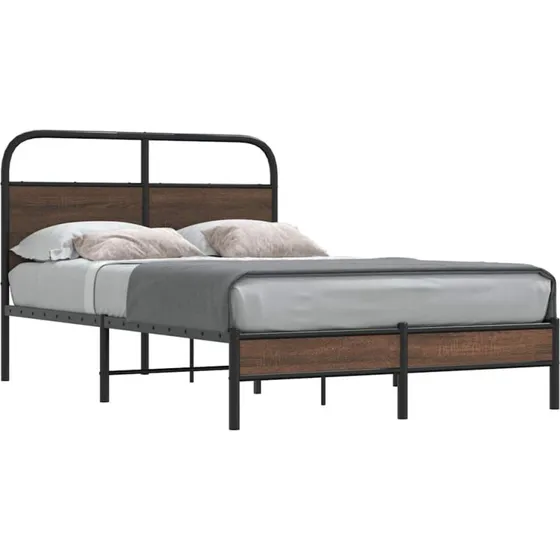 vidaXL Sengeramme 140x190 cm Metal Brun Eg uden Madras