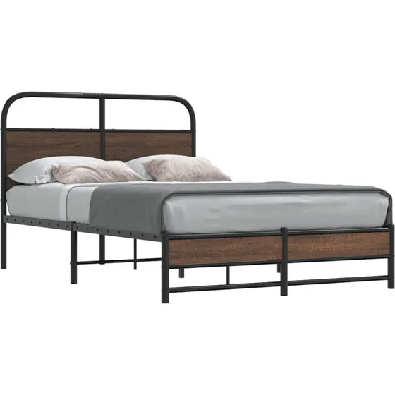 vidaXL Sengeramme 140x190 cm Metal Brun Eg