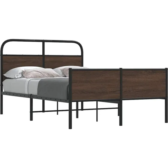 vidaXL Sengeramme 135x190 cm Metal Brun Eg