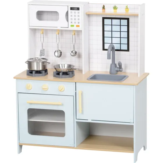 Legekøkkensæt, blå 72x33x85 cm – komfur, ovn & mikrobølgeovn