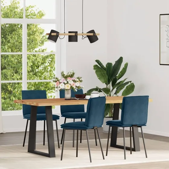vidaXL 4 stk. spisebordsstole velour blå