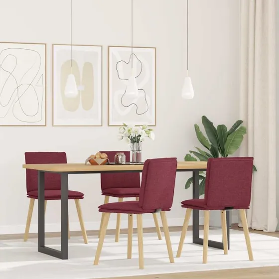 vidaXL 4 stk. spisebordsstole vinrød stof