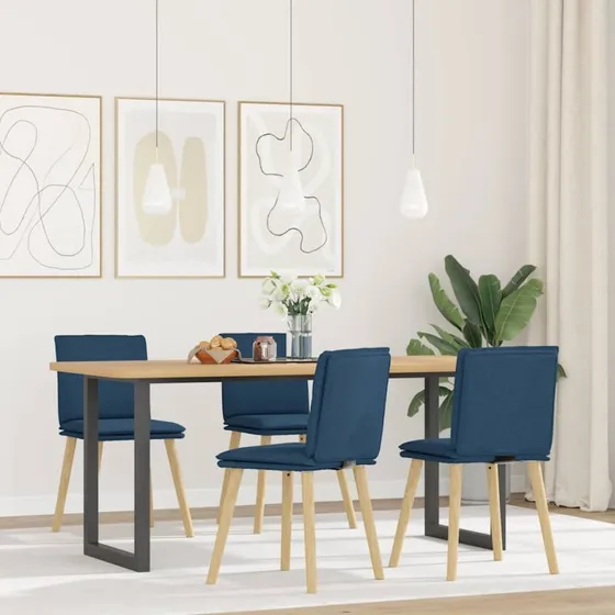 vidaXL 4 stk. spisebordsstole blå stof