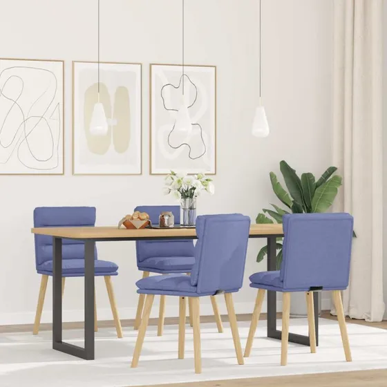 vidaXL 4 stk. spisebordsstole, jeans blåt stof