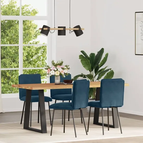 vidaXL 4 stk. spisebordsstole velour blå