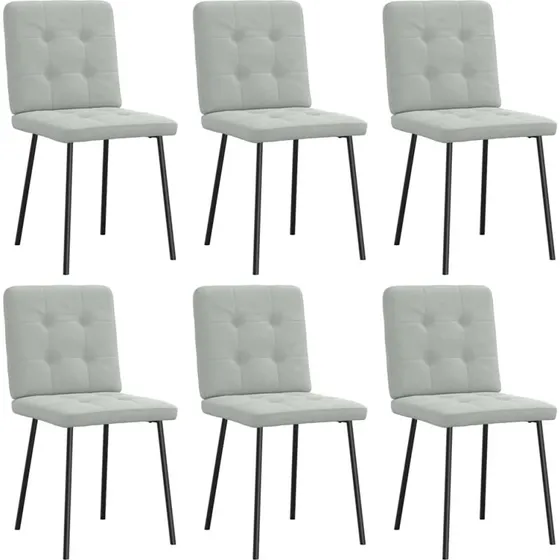 vidaXL 6 stk. spisebordsstole velour lysegrå