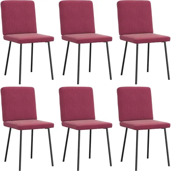 vidaXL Spisebordsstole 6 stk. Velour Vinrød
