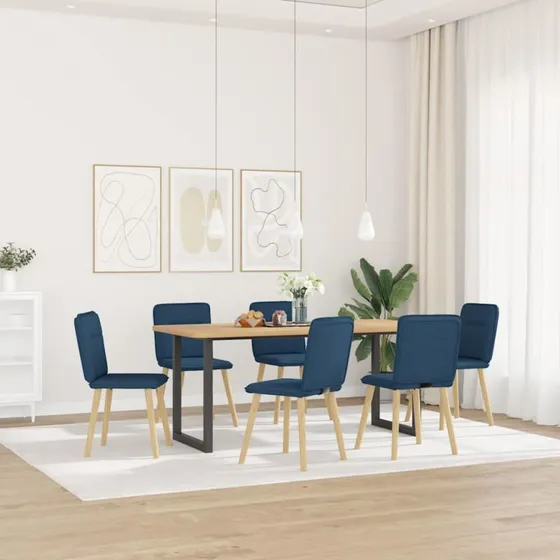 vidaXL 6 stk. spisebordsstole stof blå