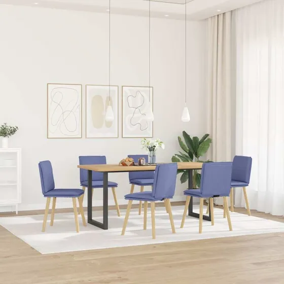 vidaXL 6 stk. spisebordsstole, jeansblåt stof