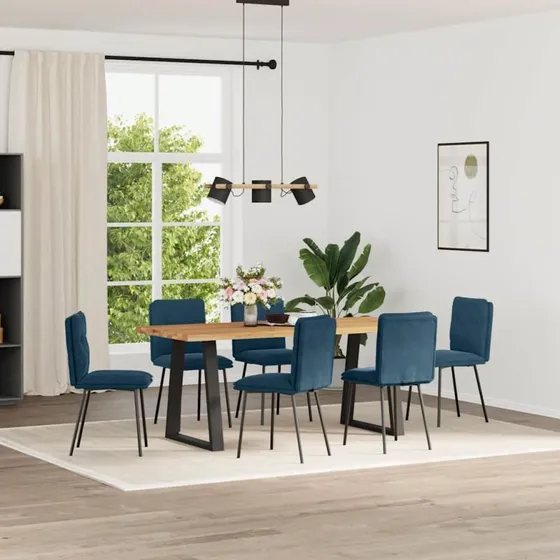 vidaXL 6 stk. spisebordsstole velour blå