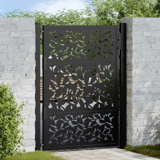 vidaXL Havelåge 100x125 cm sort stål bladdesign