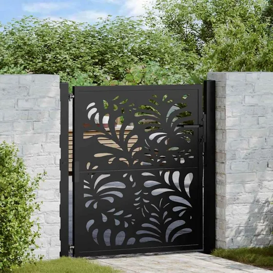 vidaXL Havelåge 100x100 cm sort stål bølgedesign