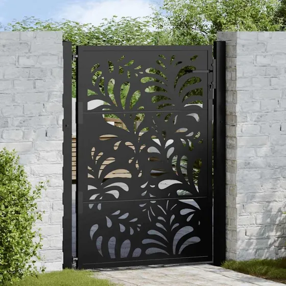 vidaXL havelåge 100x125 cm sort stål bølgedesign