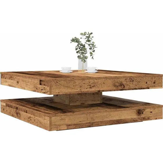 vidaXL 360° drejeligt sofabord 90x90x34,5 cm antikt træ