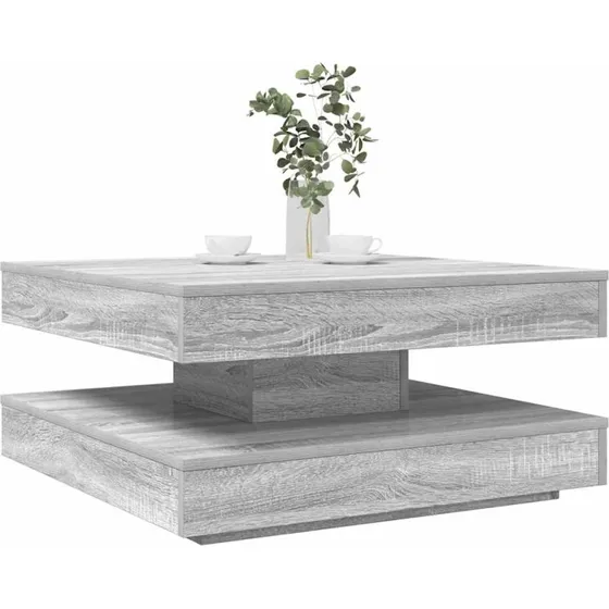 vidaXL sofabord 360° drejeligt 70x70x34,5 cm grå sonoma-eg