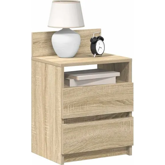 vidaXL Sengeborde 2 stk. med 2 skuffer 40x33x60 cm Sonoma-eg