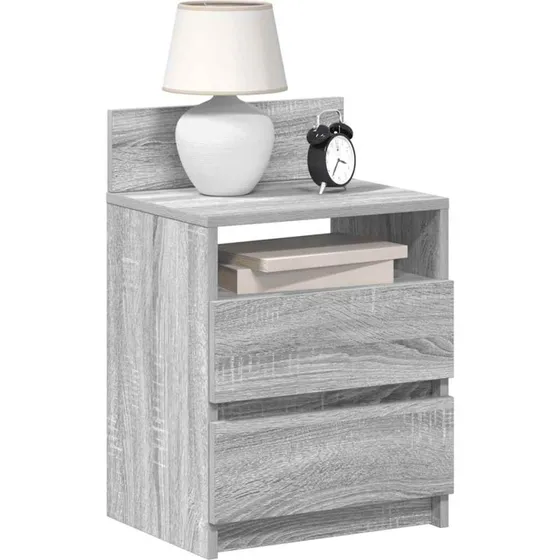 vidaXL Sengeborde 2 stk. med 2 skuffer 40x33x60 cm grå sonoma-eg
