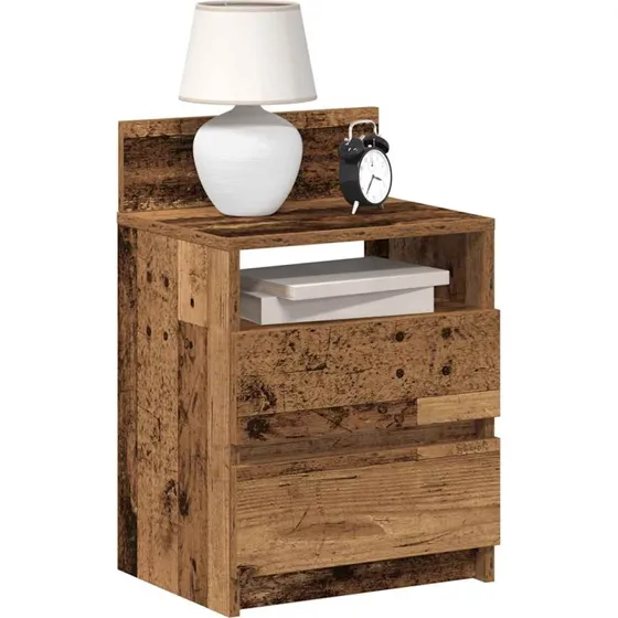 vidaXL Sengeborde 2 stk. med 2 skuffer 40x33x60 cm antikt træ
