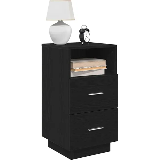 vidaXL Sengebord med 2 skuffer 36x36x68 cm, sort