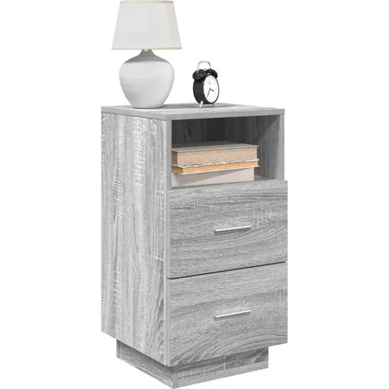 vidaXL Sengeborde 2 stk. med 2 skuffer 36x36x68 cm grå Sonoma-eg