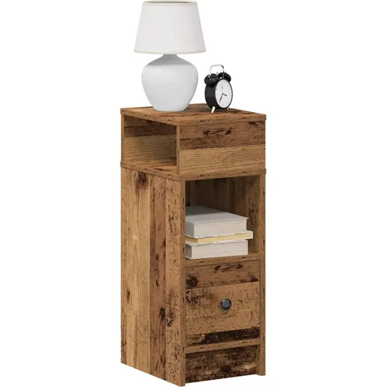vidaXL Sengebord med Skuffe 25x31x66 cm Antikt Træ