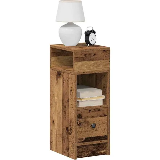 vidaXL Sengeborde 2 stk. med skuffe 25x31x66 cm, antikt træ
